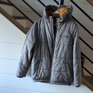 Timberland Kids Gray Puffer Jacket with Hood